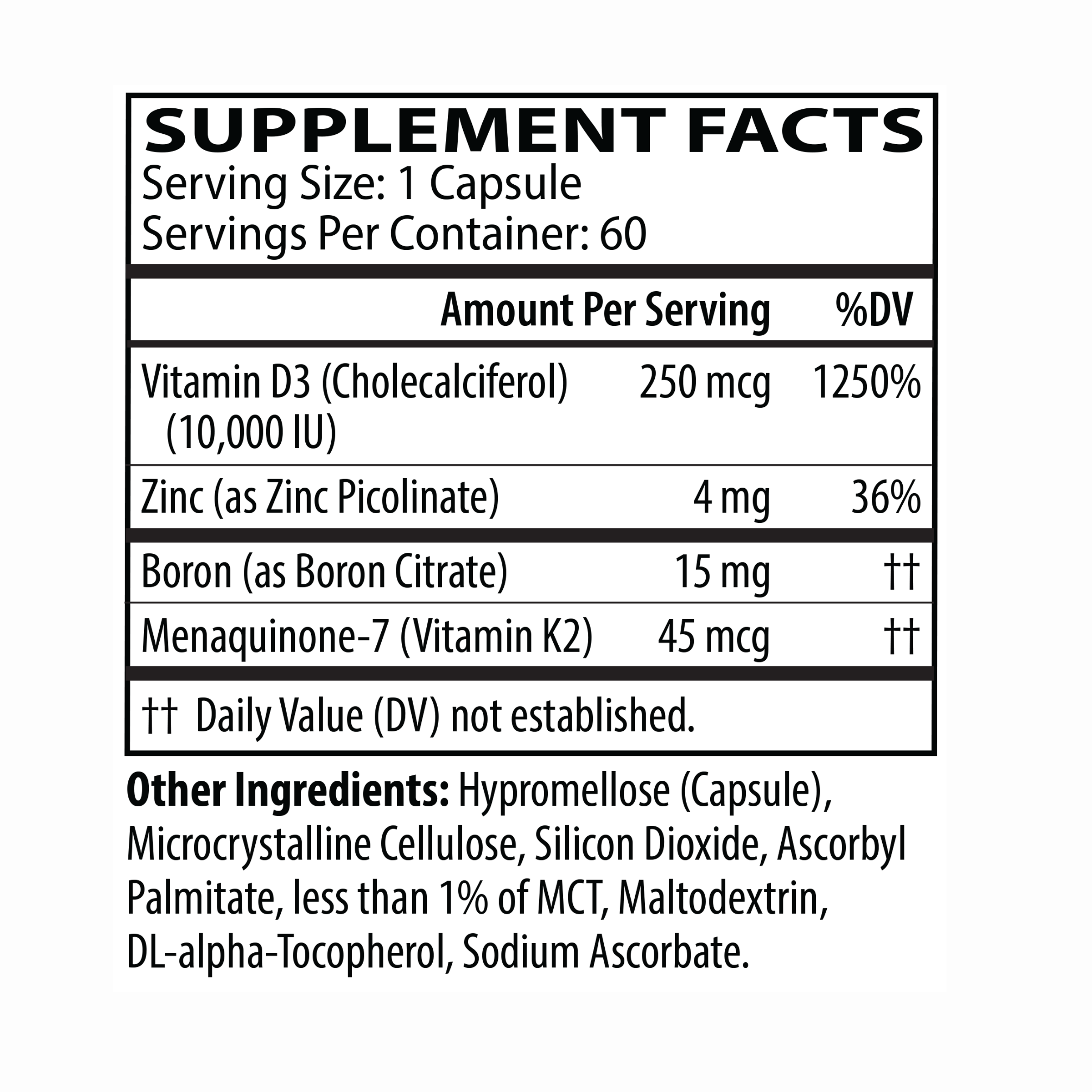 NBX Wellness Maximum Vitamin D3 + K2 60 capsules