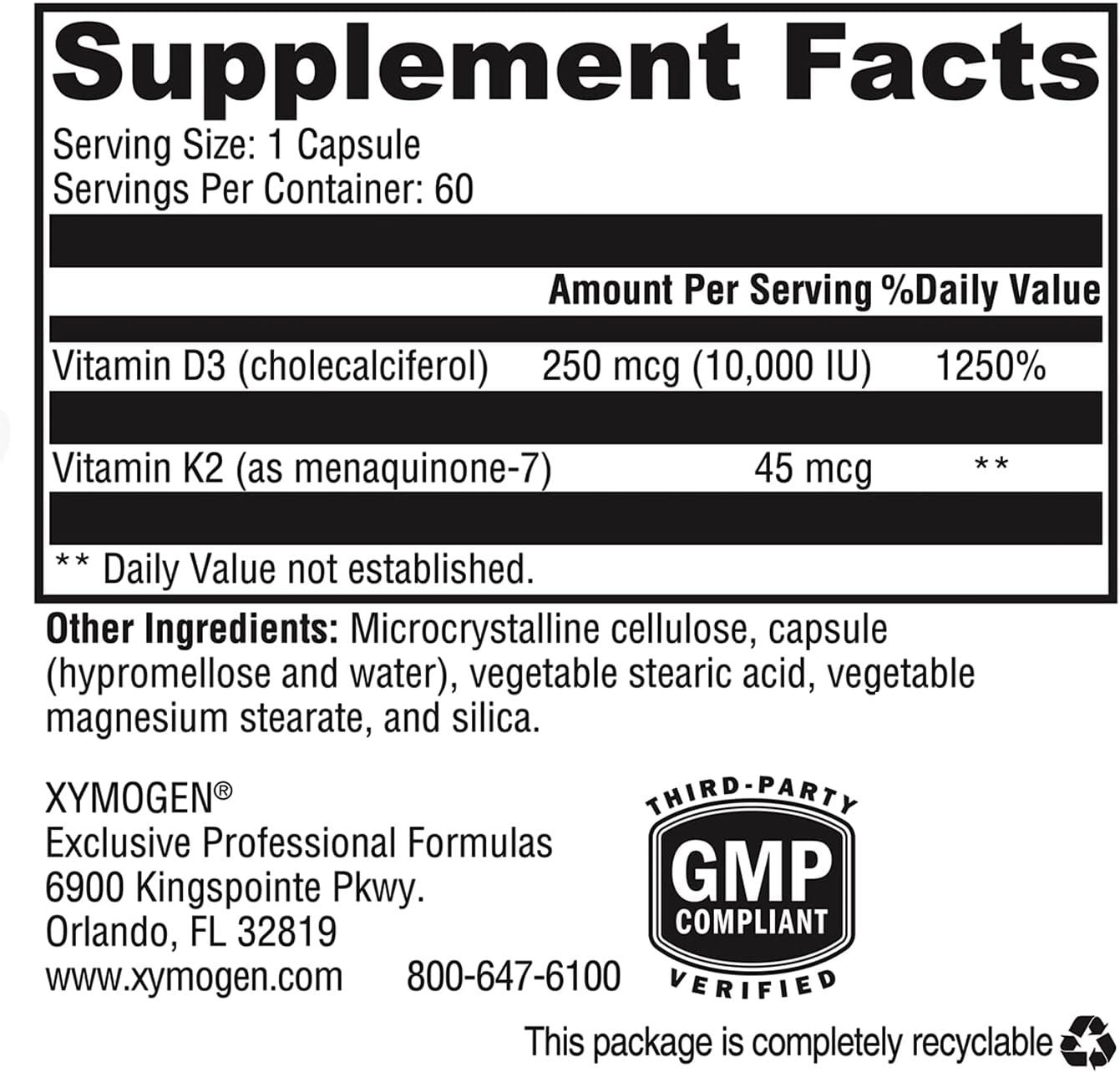 Xymogen K2 D3 5000 60 capsules