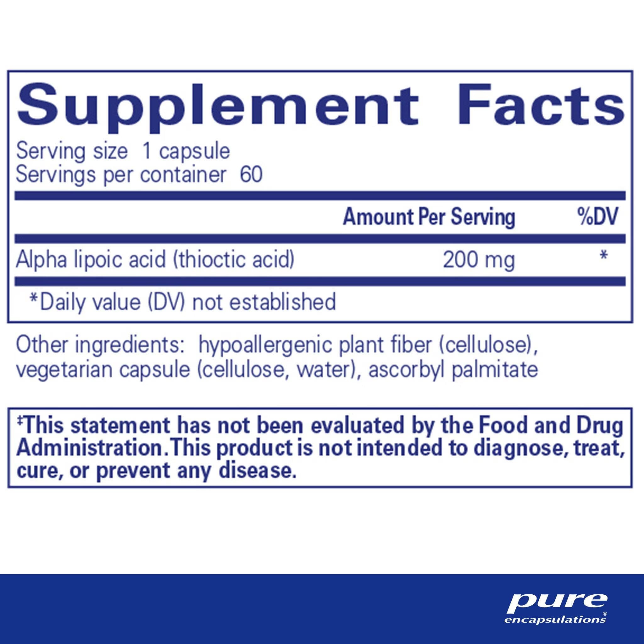 Alpha Lipoic Acid 200mg 60 capsules