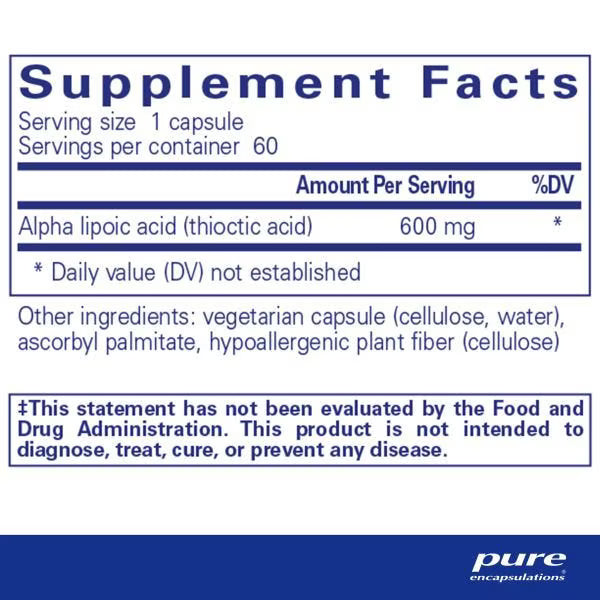 Alpha Lipoic Acid 600mg 60 capsules