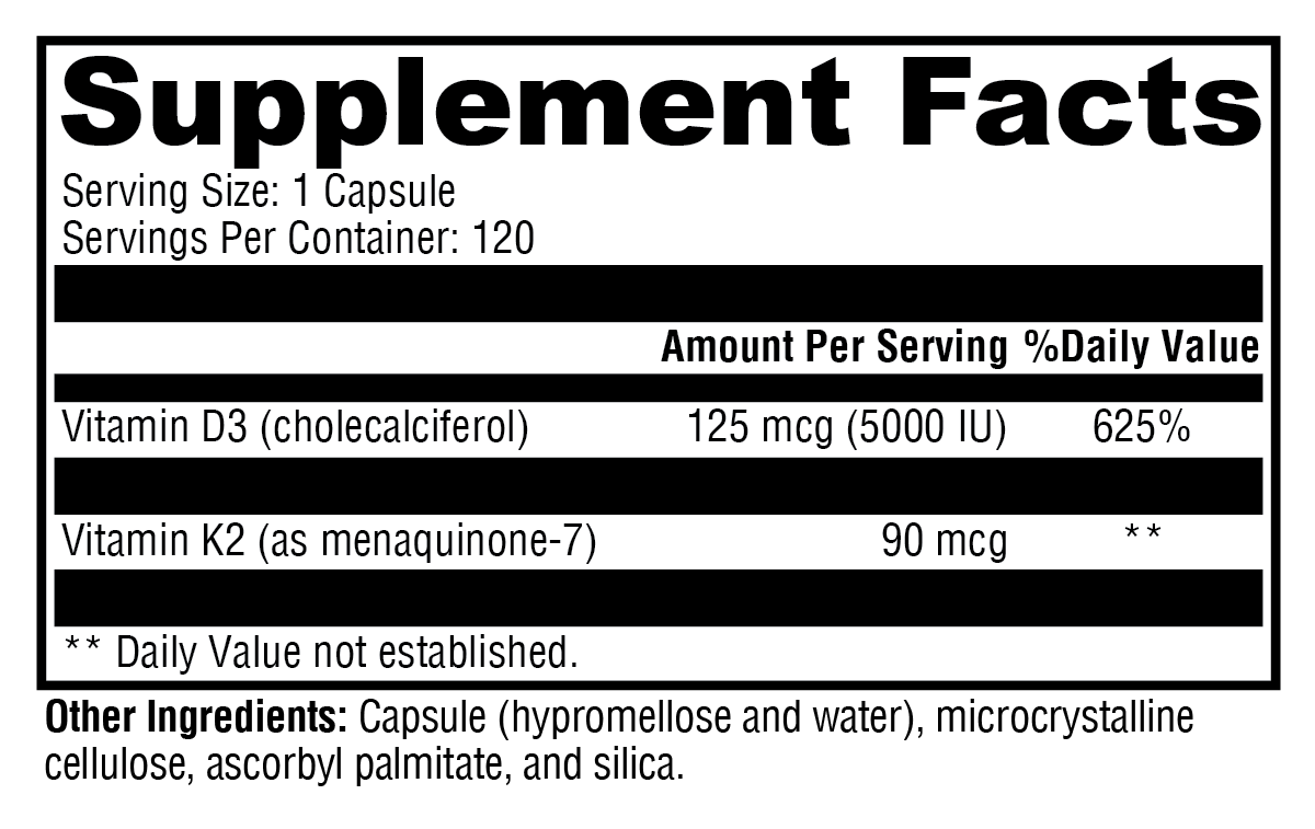 Xymogen K2 D3 5,000 120 capsules