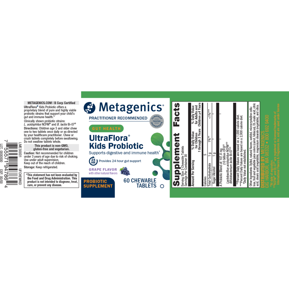 Metagenics UltraFlora Kids Probiotic 60 chewables