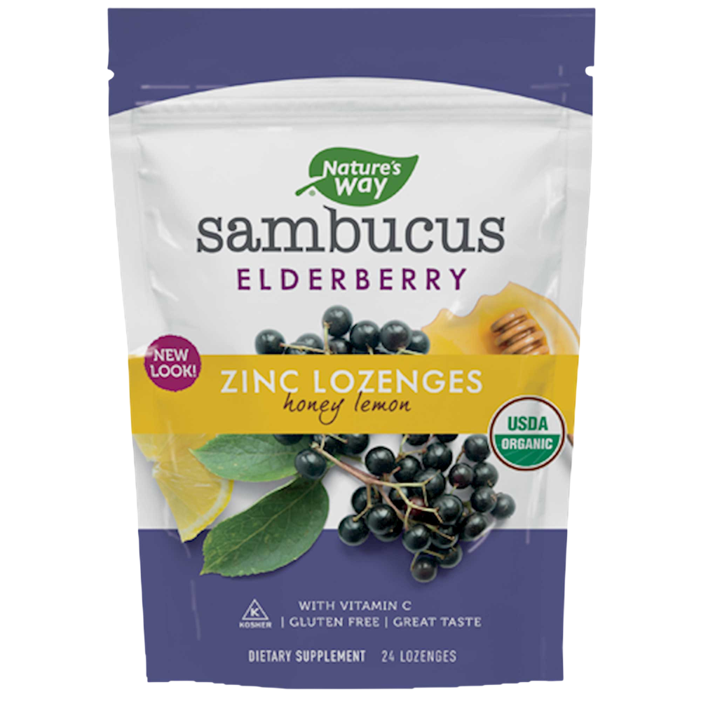 Nature's Way Sambucus Elderberry Zinc Lozenges Honey Lemon Flavor 24ct